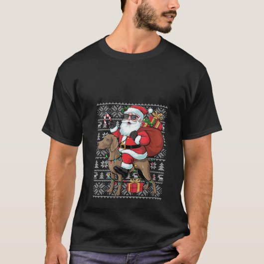 T-shirt Filles Xmas Ugly Père Noël équitation Rhodesian Ri (Devant)