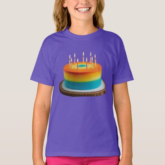 T-shirt Filles's Basic Birthday Cake Fun & Festive Style (Devant)