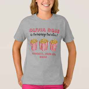 T-shirt Film Cinéma Nuit Slepover Popcorn Anniversaire