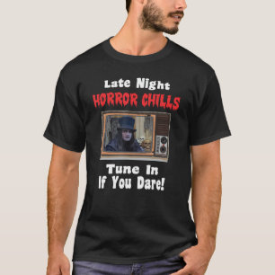 T-shirt Films D'Horreur À La Télévision Avec Un Hôte D'Hor