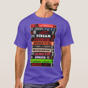 T-shirt Films d'horreur VHS de Wes Craven empilés famille 