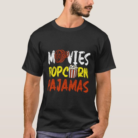 T-shirt Films Funny Popcorn Pyjamas Famille Film Nuit Mo (Devant)