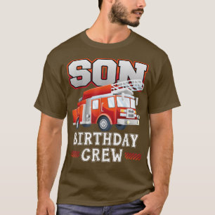 T-shirt Fils Birthday Crew Fire Truck Pompier Famille Ma
