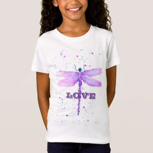 T-Shirt Fils de libellule violette Aimer mignon (Devant)