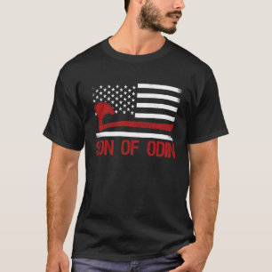 T-shirt Fils d'Odin Valhalla Américain Drapeau Viking Nord