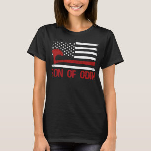 T-shirt Fils D'Odin Valhalla Drapeau Viking Américain Nord