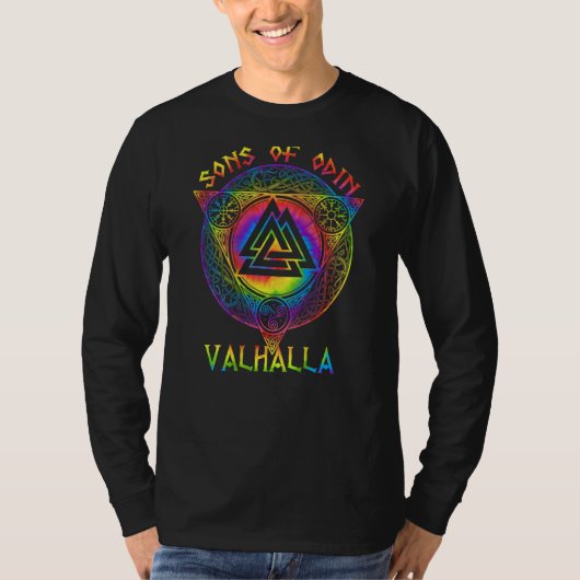T-shirt Fils D'Odin Valhalla Viking Valknut Retour Imprime (Devant)