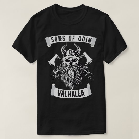 T-shirt Fils d'Odin Valhalla Wodan Crâne Casque Un Vikings (Design devant)