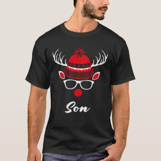 T-shirt Fils Reindeer Visage Famille Correspondant