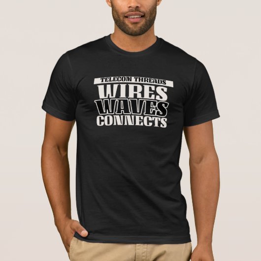 T-shirt Fils, Vagues, Connexions, Threads de Télécom (Devant)