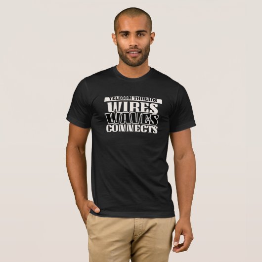 T-shirt Fils, Vagues, Connexions, Threads de Télécom (Devant entier)