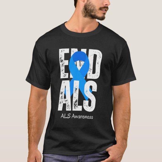 T-shirt Fin Mois de sensibilisation Als Support Bleu Ruban (Devant)