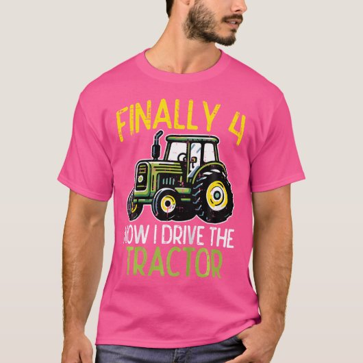 T-shirt Finally 4 Now I Drive Tractor 4Th Birthday Farm Bo (Devant)