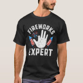 T-shirt Finger Fireworks Expert 4 juillet amusant manquant (Devant)