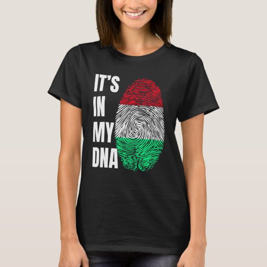 T-shirt Fingerprint DNA Biometry Hungarian Flag (Devant)