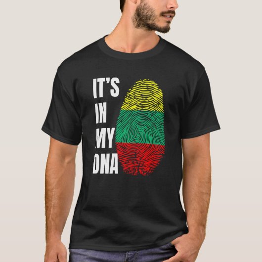 T-shirt Fingerprint DNA Biometry Lithuanian Flag Lithuania (Devant)