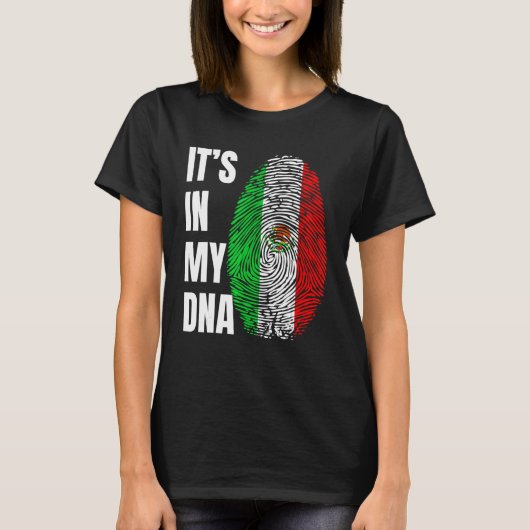 T-shirt Fingerprint DNA Biometry Mexican Flag Mexico (Devant)