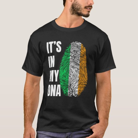 T-shirt Fingerprint DNA St Patrick's Day Irish Flag Irelan (Devant)