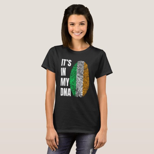 T-shirt Fingerprint DNA St Patrick's Day Irish Flag Irelan (Devant entier)