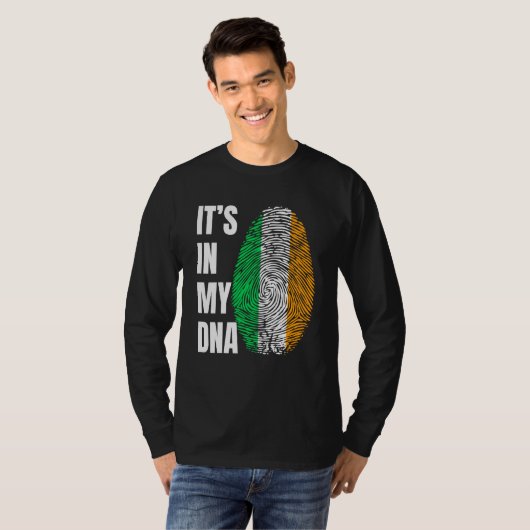 T-shirt Fingerprint DNA St Patrick's Day Irish Flag Irelan (Devant entier)