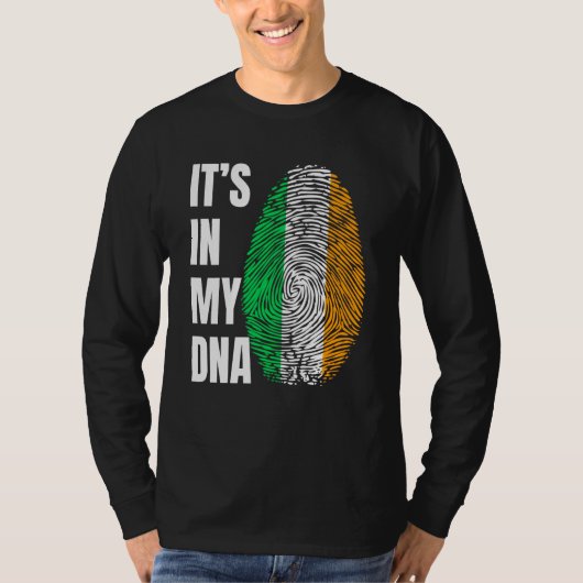 T-shirt Fingerprint DNA St Patrick's Day Irish Flag Irelan (Devant)