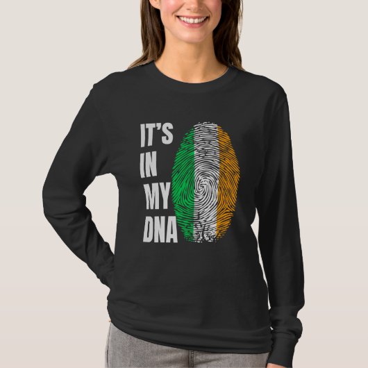 T-shirt Fingerprint DNA St Patrick's Day Irish Flag Irelan (Devant)
