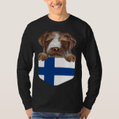 T-shirt Finland Flag German Wirehaired Pointer Dog In Pock (Devant)