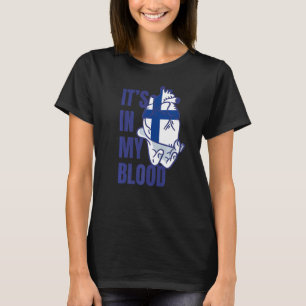 T-shirt Finlandais Coeur Sang Veines Drapeau main Finlande