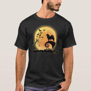 T-shirt Finlandais Spitz Effrayant Et Chien Lune Halloween