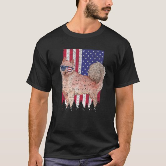 T-shirt Finlandais Spitz Patriotique Chien USA Pride Ameri (Devant)