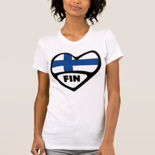 T-shirt Finlande Code Pays Coeur Drapeau, FIN