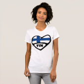 T-shirt Finlande Code Pays Coeur Drapeau, FIN (Devant entier)