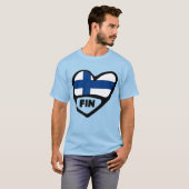 T-shirt Finlande Code Pays Coeur Drapeau, FIN (Devant entier)