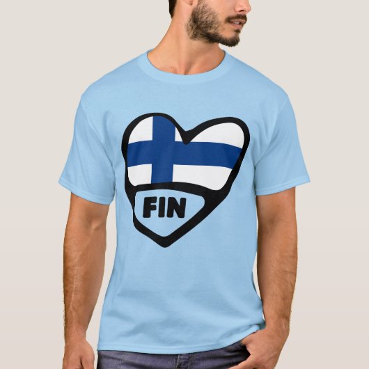 T-shirt Finlande Code Pays Coeur Drapeau, FIN (Devant)