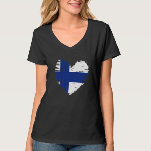 T-shirt Finlande Coeur Finnois Drapeau Finnois Fierté (Devant)