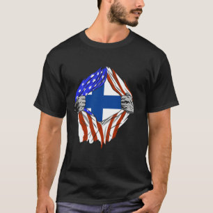 T-shirt Finlande Etats-Unis Finn America Poitrine Finnois