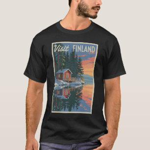 T-shirt Finlande Lake Travel Art Vintage