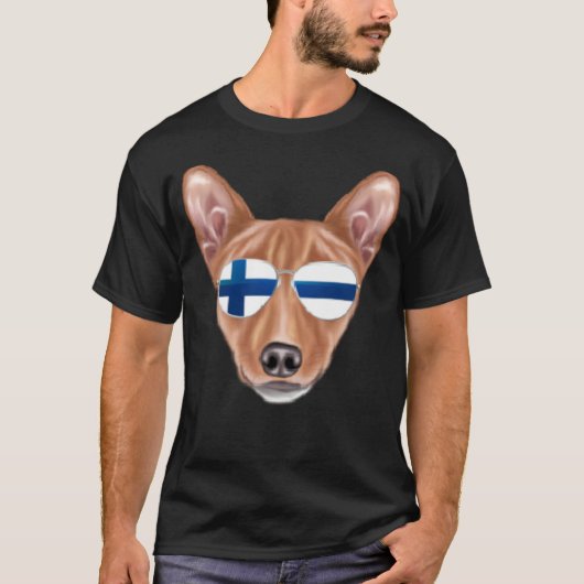 T-shirt Finnish Flag Basenji Dog Finland Pocket (Devant)