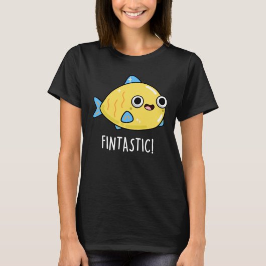 T-shirt Fintastic Funny Fish Pun Dark BG (Devant)