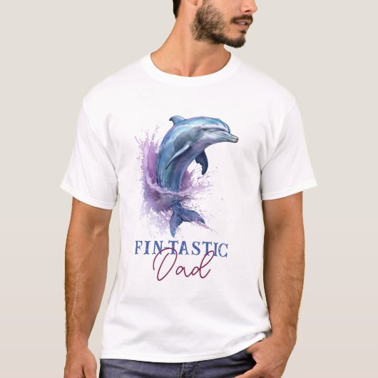 T-shirt Fintastic Papa Moderne Rustique Aquarelle Douche (Devant)