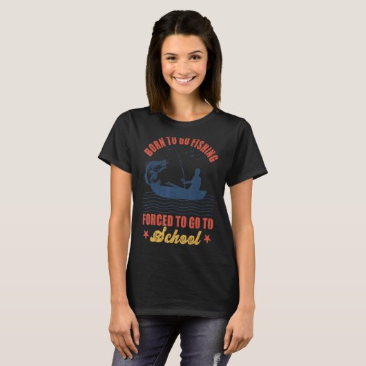 T-shirt Finy Fishing Bass Fish Fisherman Kids Born To Go (Devant entier)