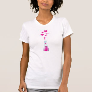 T-shirt Fiole de chimie, verrerie de laboratoire, Coeurs r