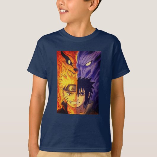 T-shirt Fire and Shadow – Original Anime-Inspired Design (Devant)