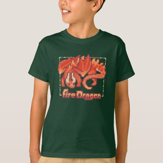 T-shirt Fire dragon, pixel art (Devant)