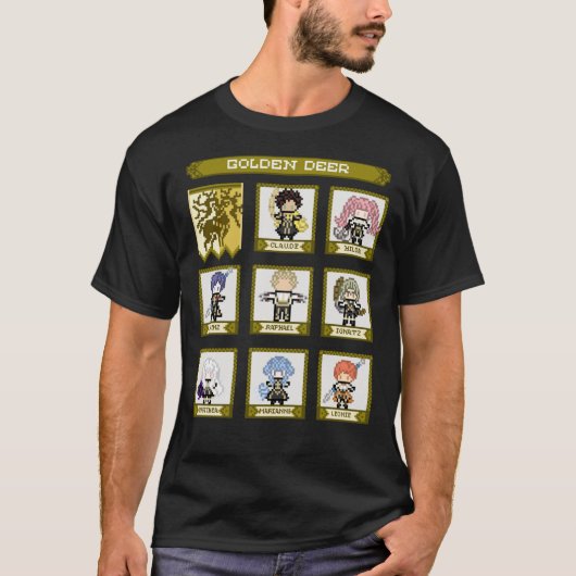T-shirt Fire Emblem Three Houses Golden Deer House Pixel P (Devant)