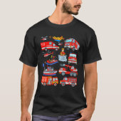 T-shirt Fire Engine Firefighter Fire Engines Blue Light (Devant)