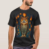 T-shirt Fire-Eyed Owl Art: Golden Embers, Mystical (Devant)