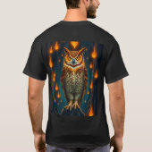 T-shirt Fire-Eyed Owl Art: Golden Embers, Mystical (Dos)