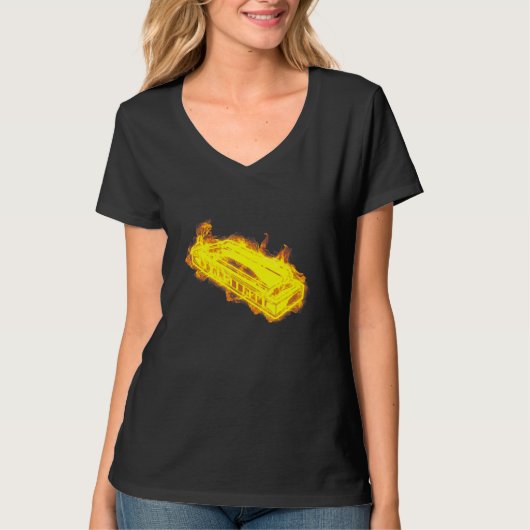 T-shirt Fire Harmonica Flames musicien Harmonica Player (Devant)