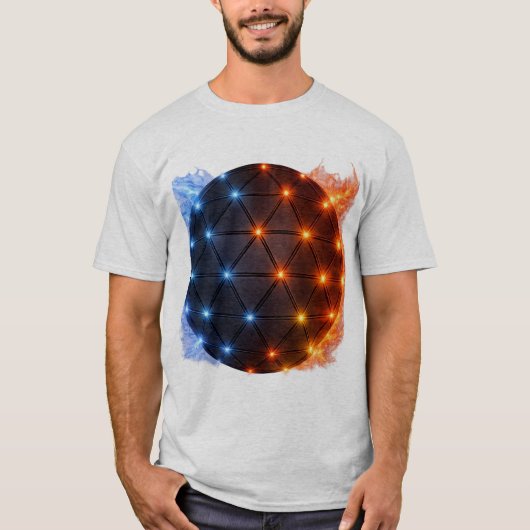 T-shirt Fire & Ice Energy Sphere – Geometric Light Grid El (Devant)